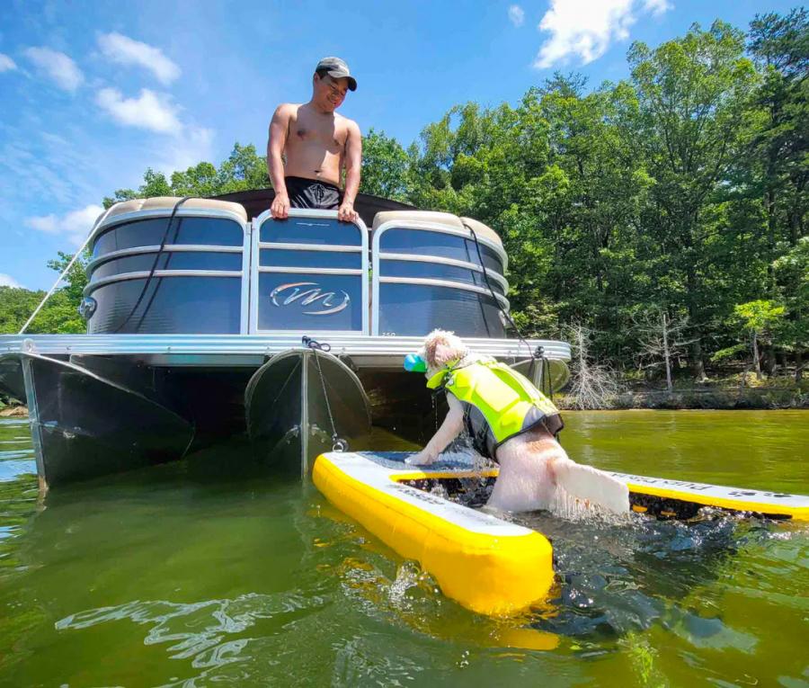 Inflatable Dog Ramp For Dock, Boat, or Pool - Floating Pup Ramp