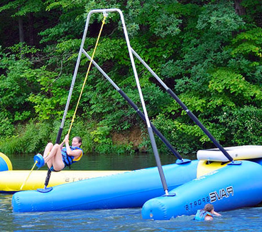 This Inflatable Floating Rope Swing Is a Must For Lake Property Owners