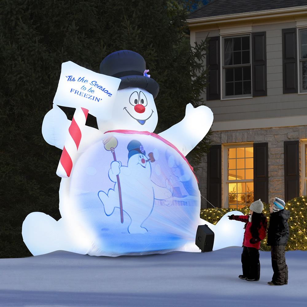 You Can Get A Giant Inflatable Frosty The Snowman That Plays The Frosty Movie On His Belly