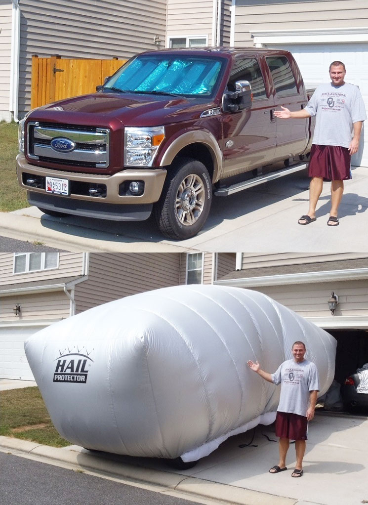 inflatable hail protector for cars