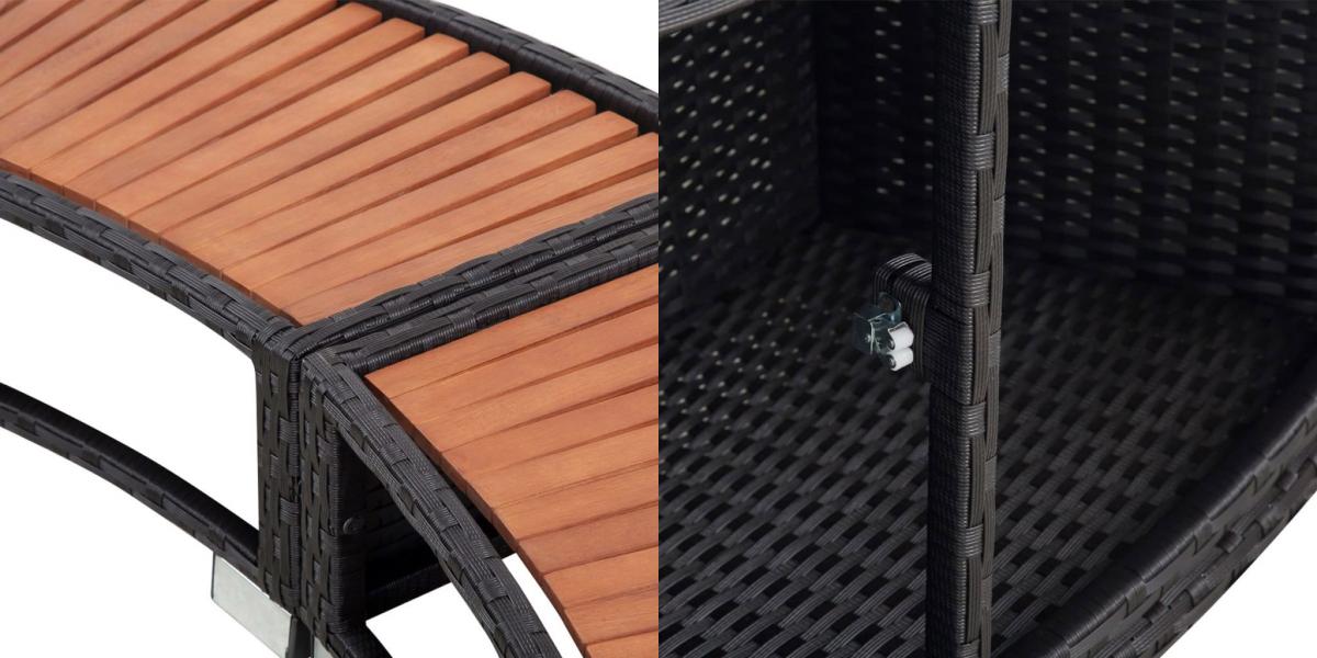 Inflatable Hot Tub Surround Structure - Spa Surround Poly Rattan Black - Modern Hot tub wrap with storage and easy entry