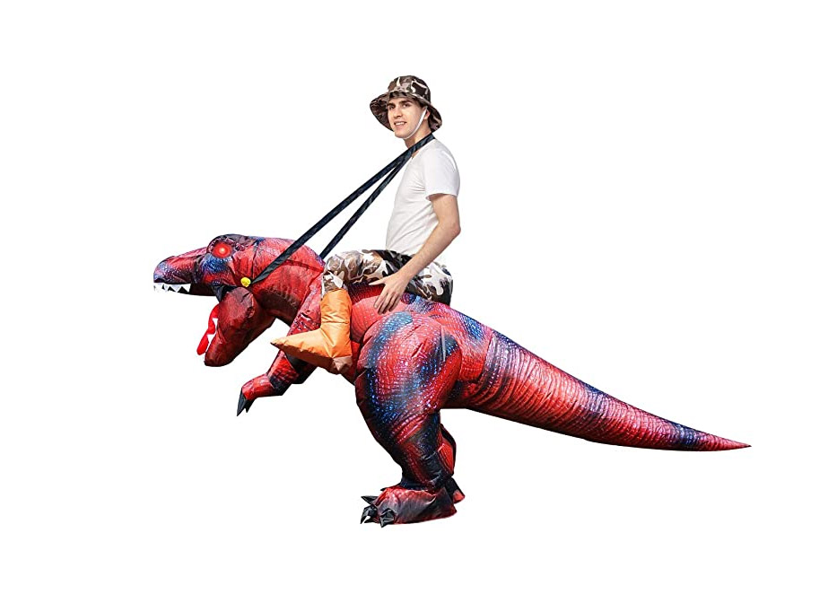 Inflatable Ride-on Raptor Dinosaur Costume