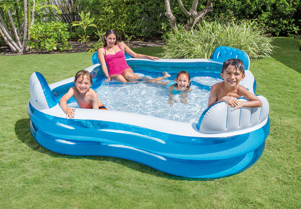 Inflatable Lounge Chair Pool - Blow-up pool with 4 built-in lounge chairs