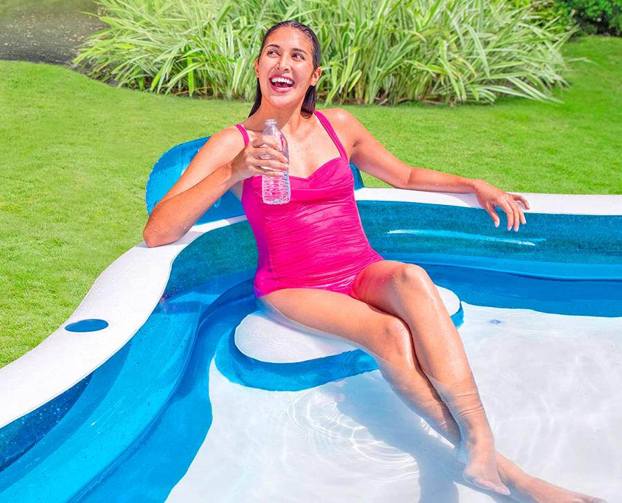 Inflatable Lounge Chair Pool - Blow-up pool with 4 built-in lounge chairs