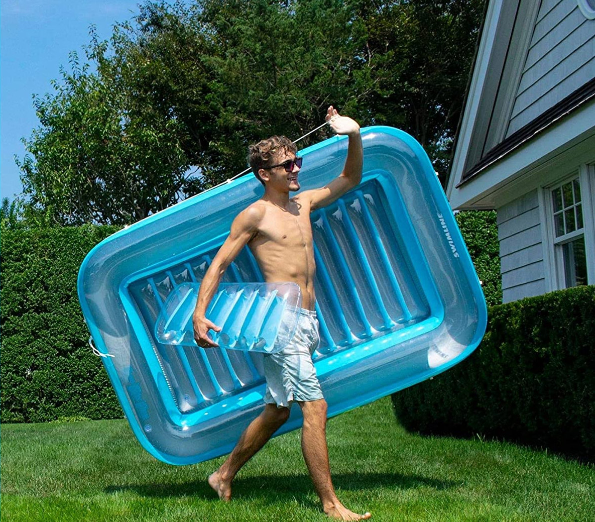 Inflatable Sunbathing Pool Lounger That Doubles as Mini Pool