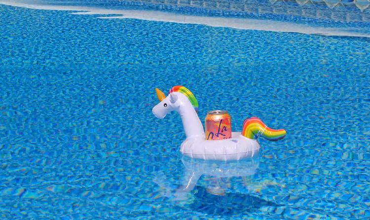 Inflatable Unicorn Pool Cup Holder - Inflatable animals floating pool koozies