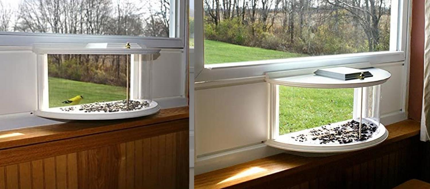 This Unique Indoor Bird Feeder Installs Right In Your Window Sill