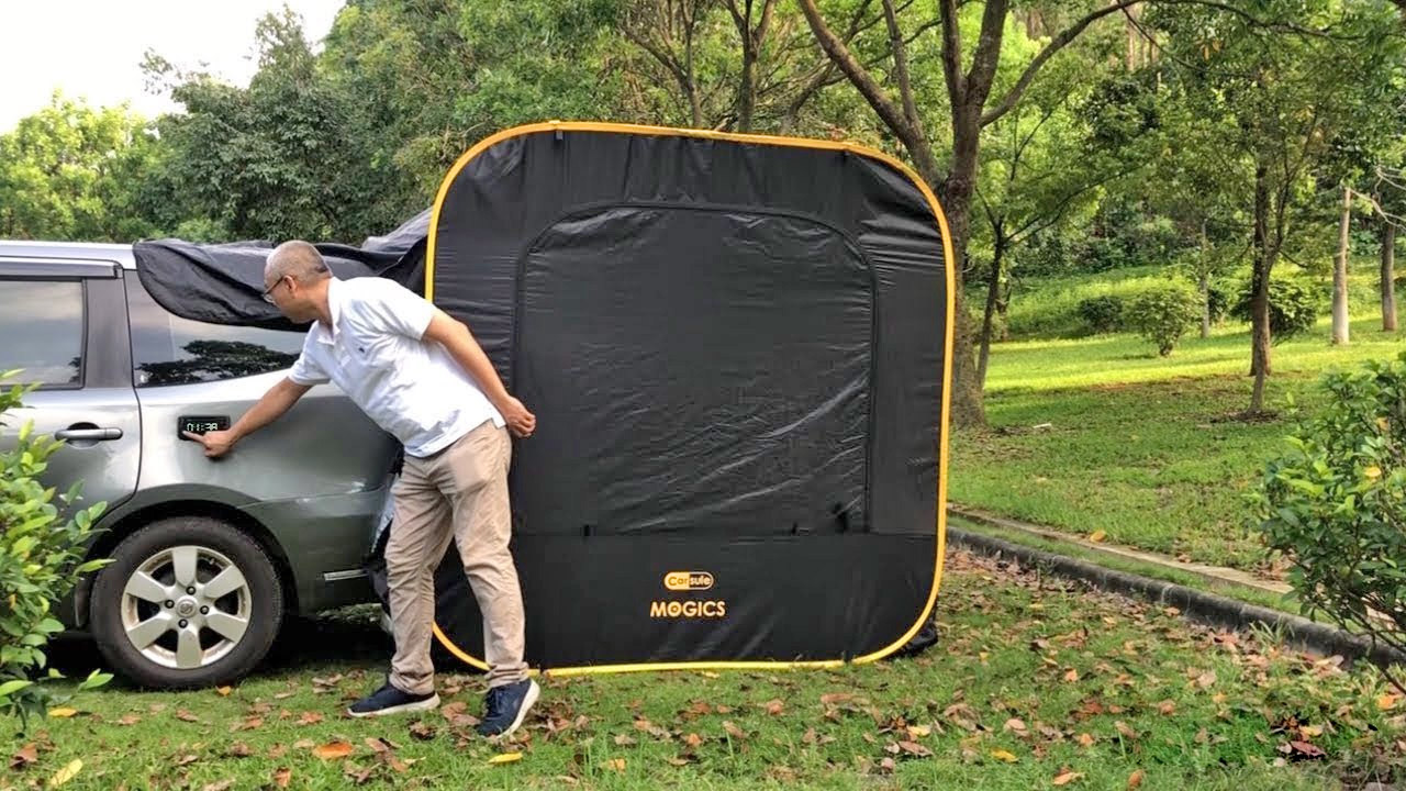 This Instant PopUp Car Tent Attaches To The Tailgate Of Your SUV or Minivan