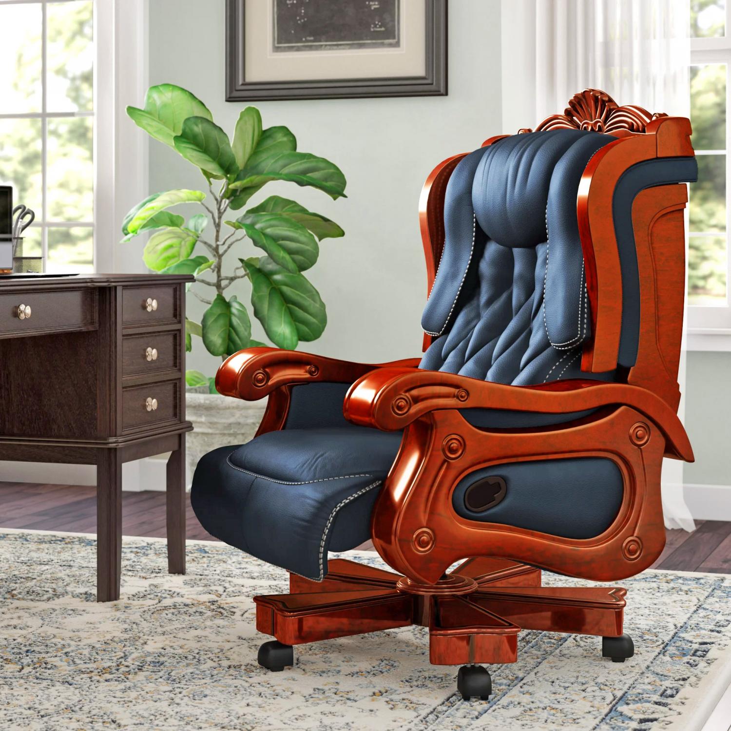 Real leather office chair hot sale