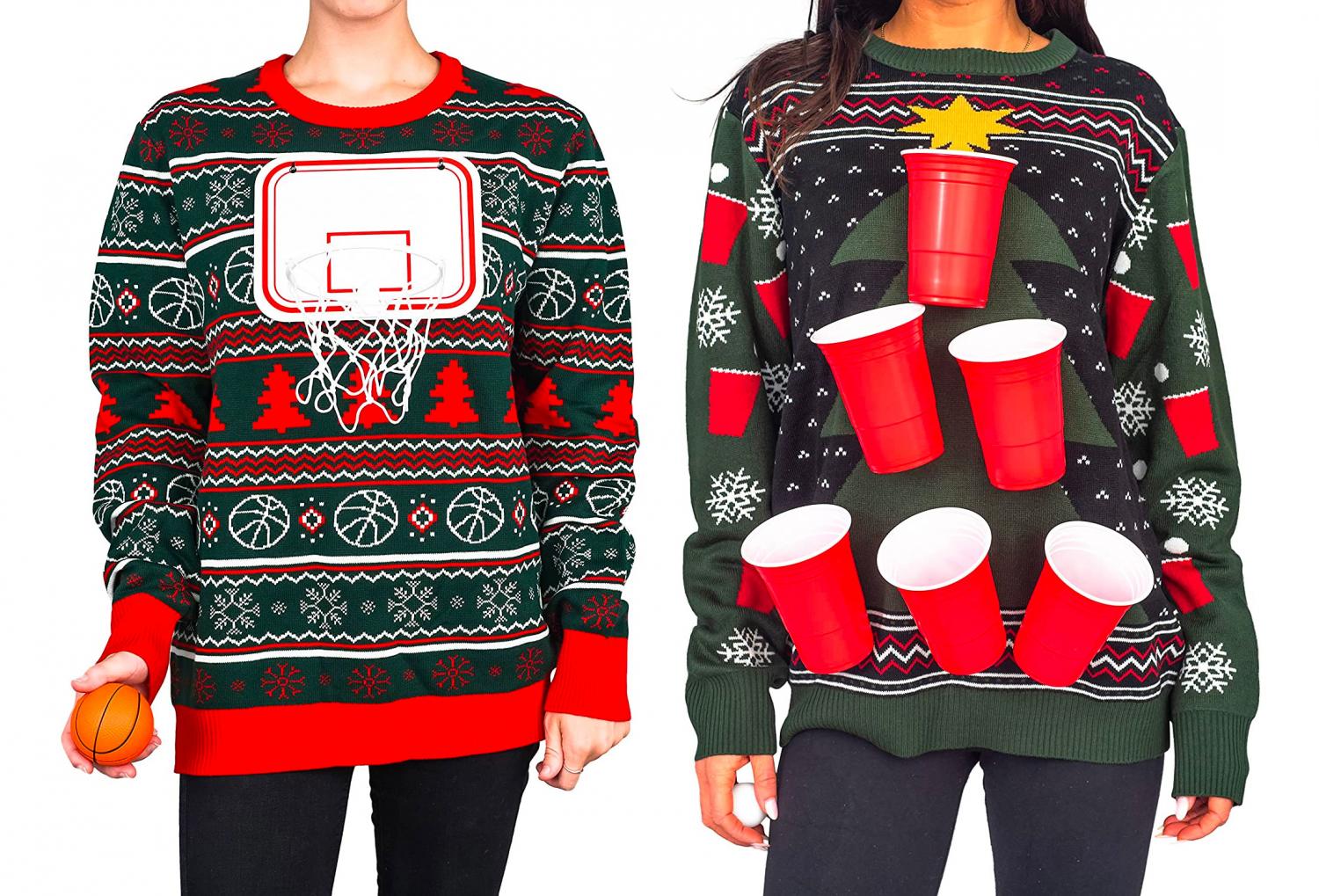 Basketball hoop ugly Christmas sweater - solo cups Christmas sweater
