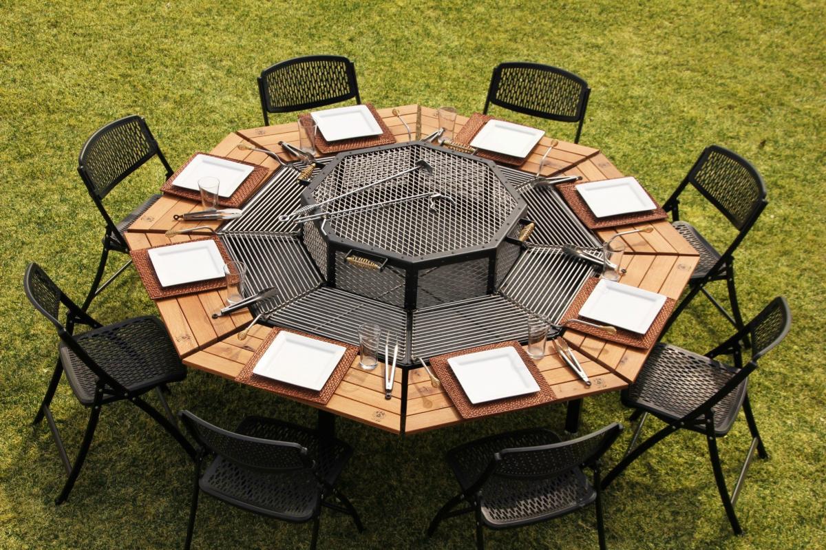 Jag Grill Table - Octagon 8 Sided Community BBQ Grilling Table