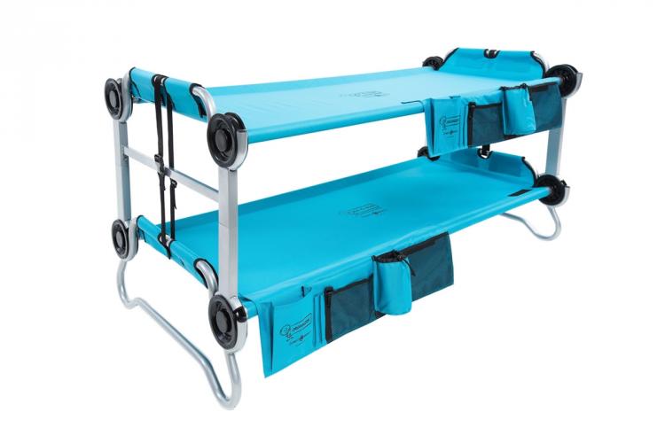 Disc-o-bed Kid-o-bunk - Portable Kids Camping Bunk-Beds That Turn into a sofa couch, and can be used as 2 separate camping cots