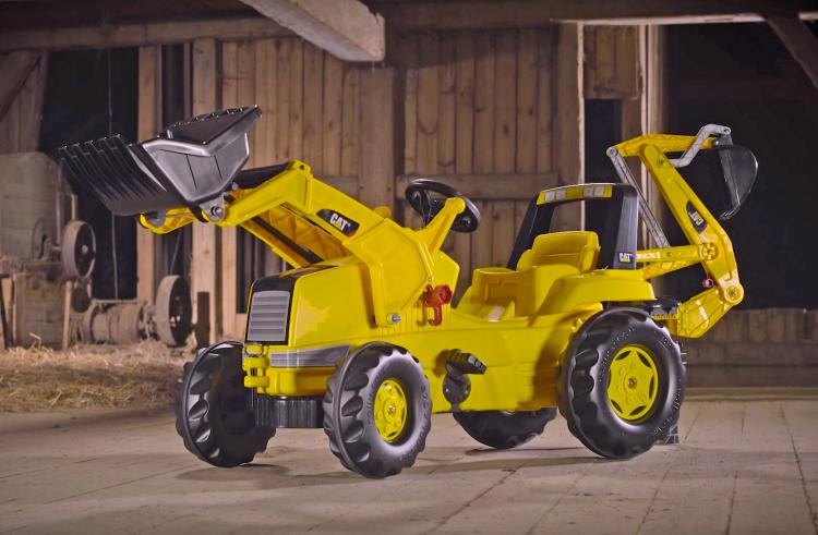 Kids Pedal Powered Backhoe Tractor - Rolly Toys Pedal Tractor With Functioning Shovel, digger, and plow