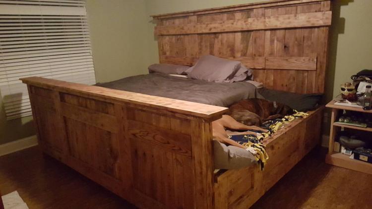 This Wooden King Bed Frame Leaves Extra Space For Your Dogs