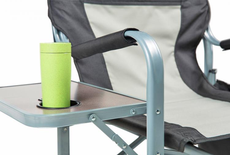 This Folding Lawn Chair Has a Cooler and a Side Table Attached To It