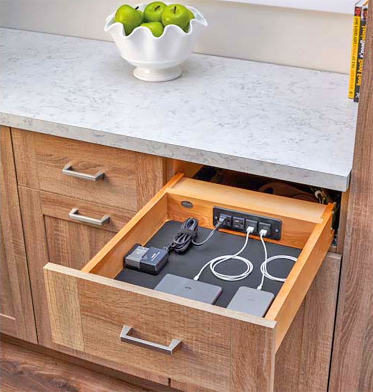 Rev-a-shelf charging drawer - Cabinet drawer with built-in power strip