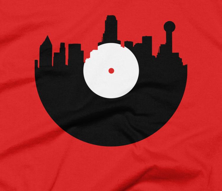 City Skyline Music Record Design T-Shirt