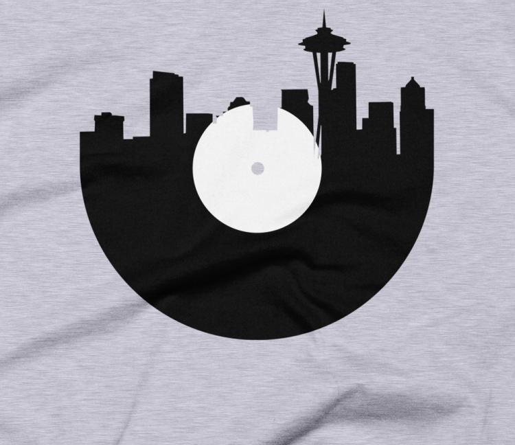 City Skyline Music Record Design T-Shirt