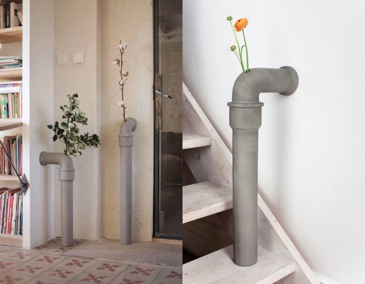 Industrial Pipes Concrete Flower Vases - Pipeline home design - Industrial piping interior design