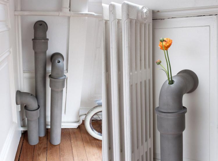Industrial Pipes Concrete Flower Vases - Pipeline home design - Industrial piping interior design