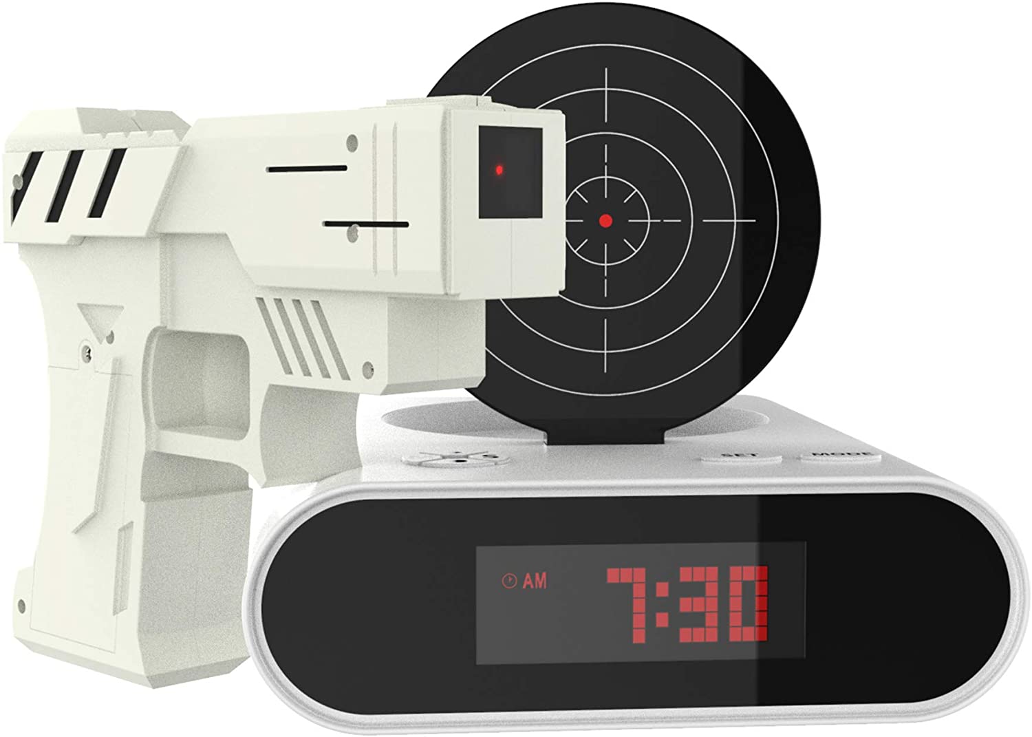 Gun Target Alarm Clock - Target Practice Laser Gun Alarm Clock