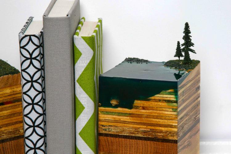 Wooden Layered Earth Bookends