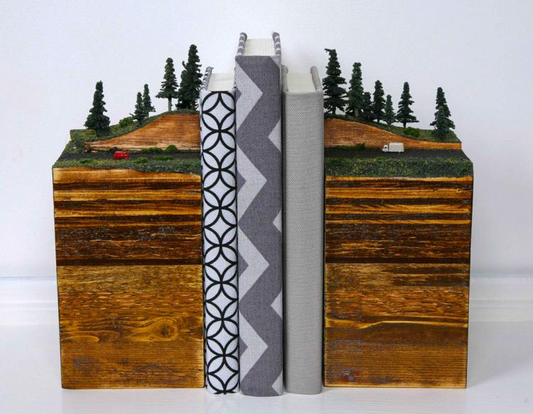 Wooden Layered Earth Bookends
