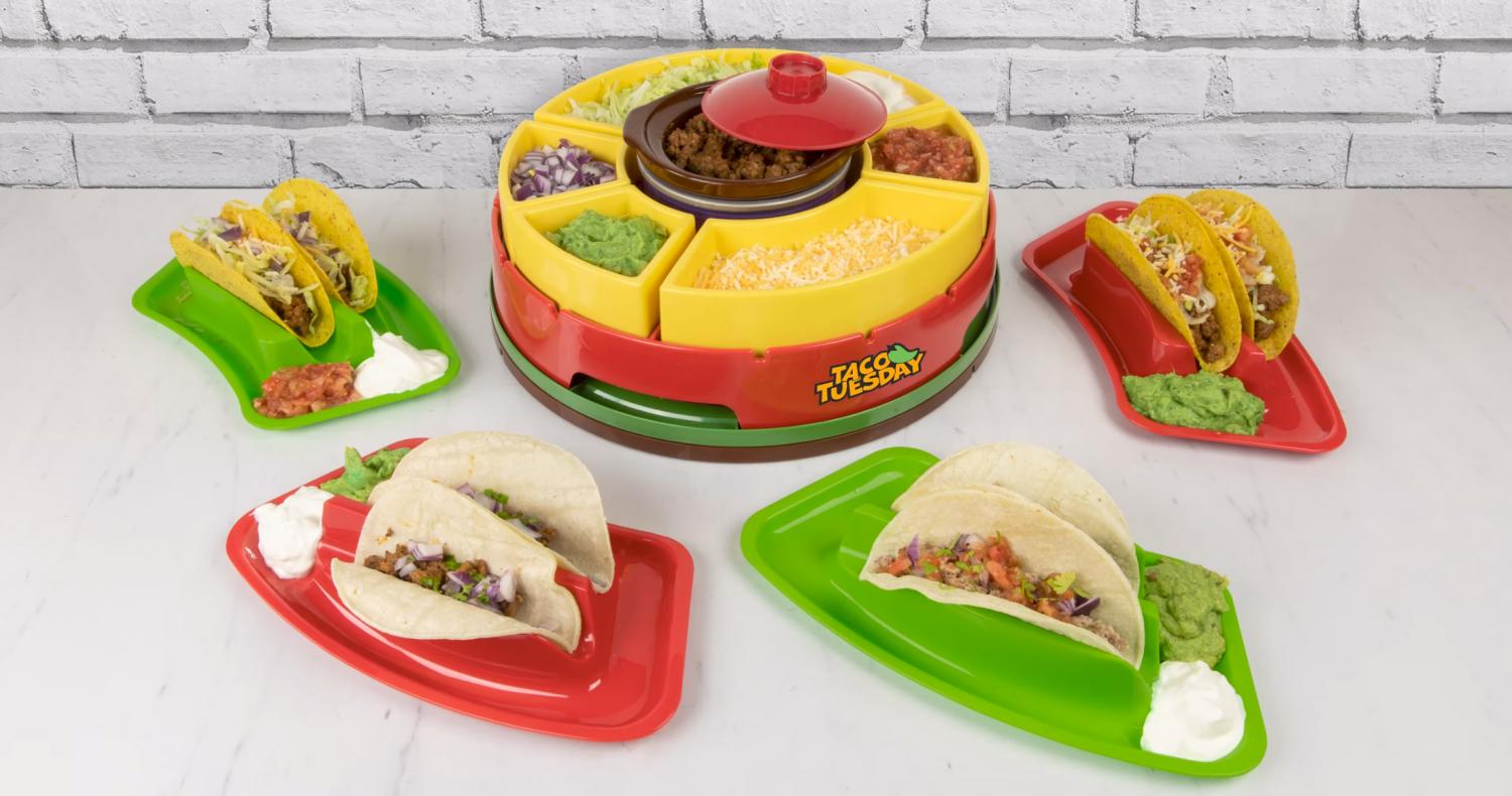 Lazy Susan Taco Bar and Taco Plates With heated center pot