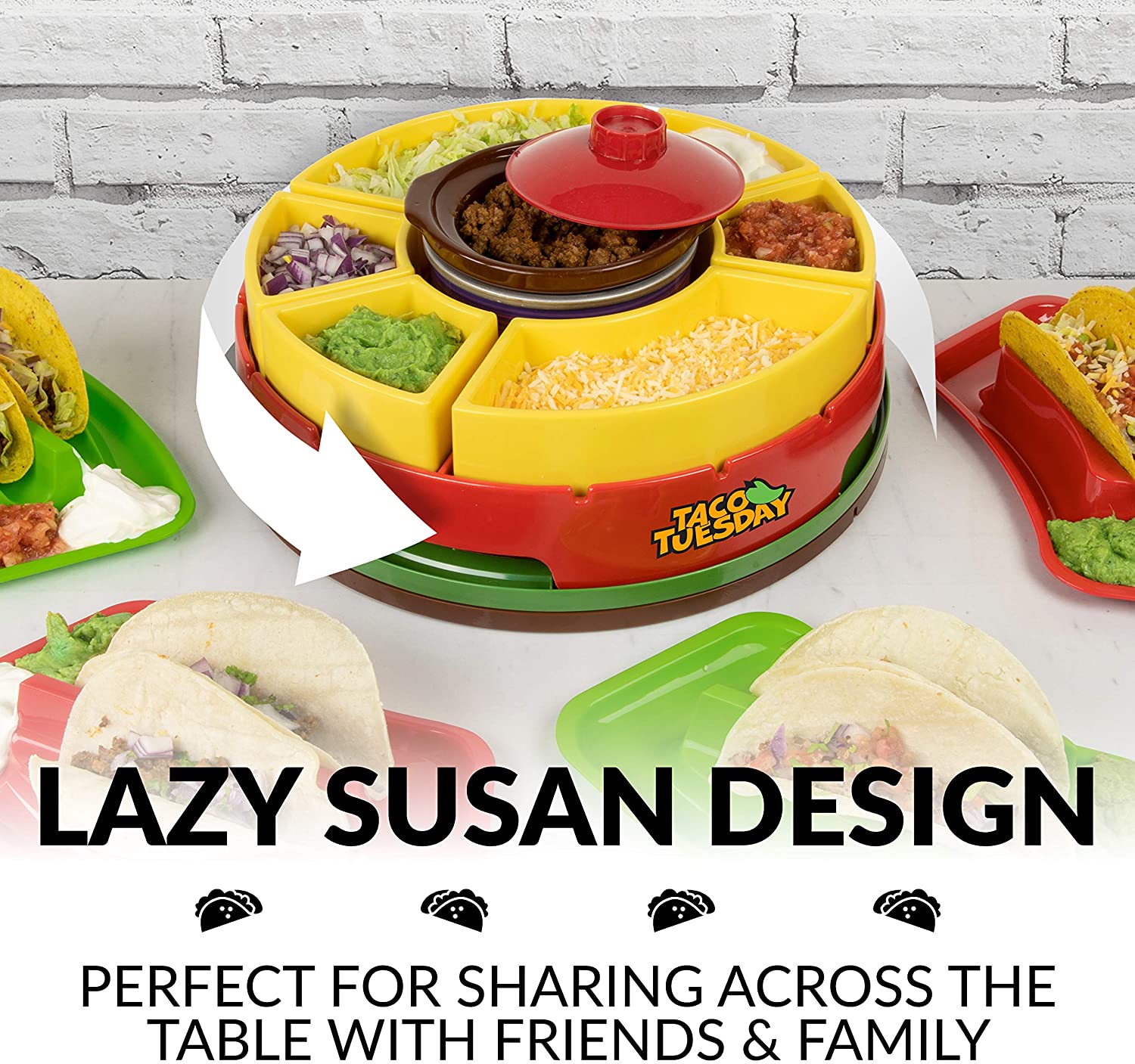 Lazy Susan Taco Bar and Taco Plates With heated center pot