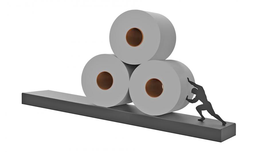 Strong Man Holding Up Toilet Paper Rolls Creative Leaning Bathroom Shelf