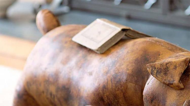 English Bulldog Ottoman - Bulldog faux leather foot stool