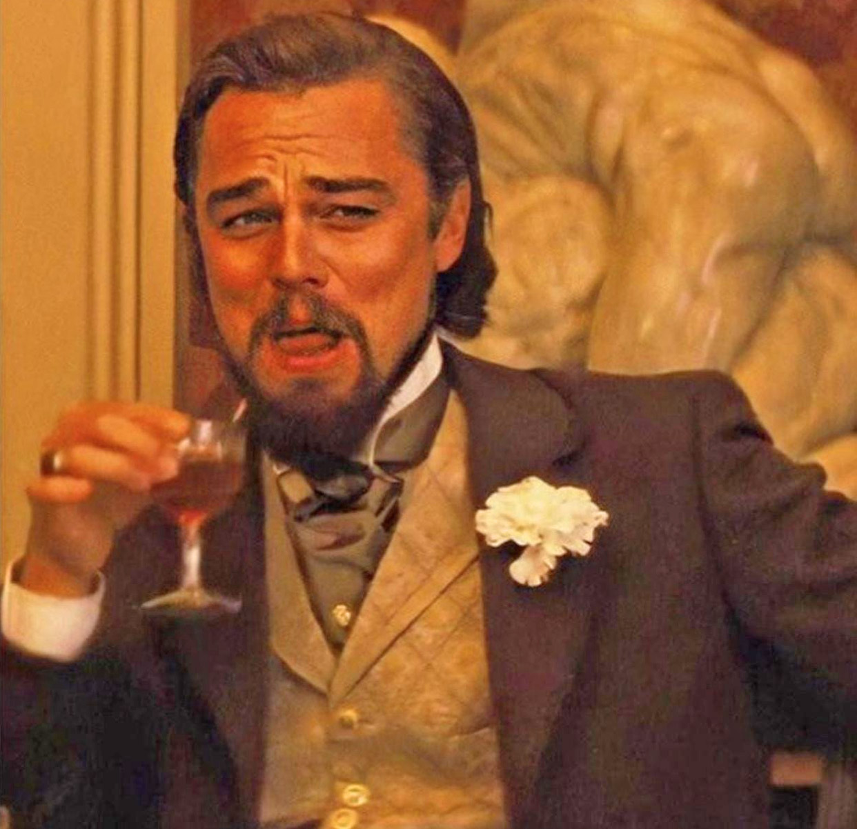 original Leo smug face meme - original laughing Leonardo DiCaprio meme image