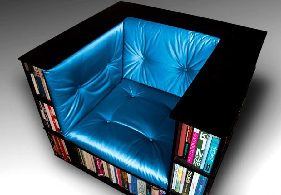 Library Chair - Bookcase reading chair - A reading chair that doubles as a bookcase