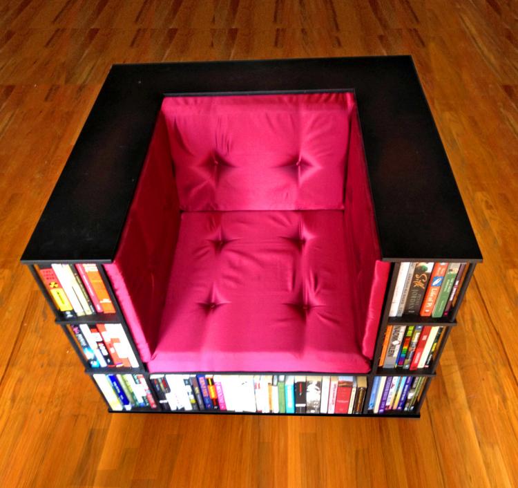 Library Chair - Bookcase reading chair - A reading chair that doubles as a bookcase