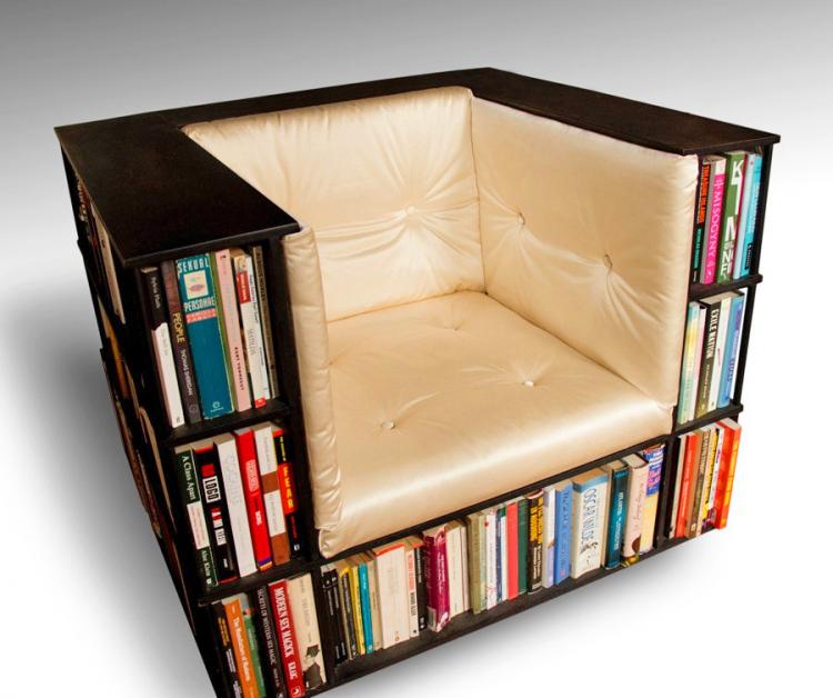 This Ultimate Reading Chair Has a Built In Bookcase That Surrounds