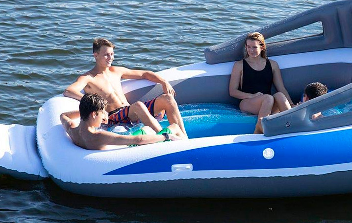 Giant Inflatable Speed Boat - Giant 10-person blow-up boat lake lounger