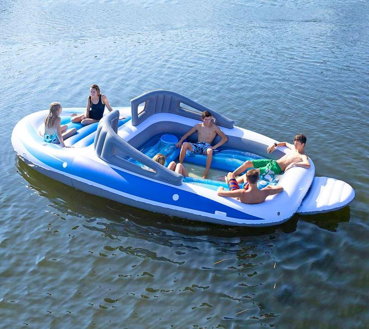 there's a life-size inflatable speed boat for those that