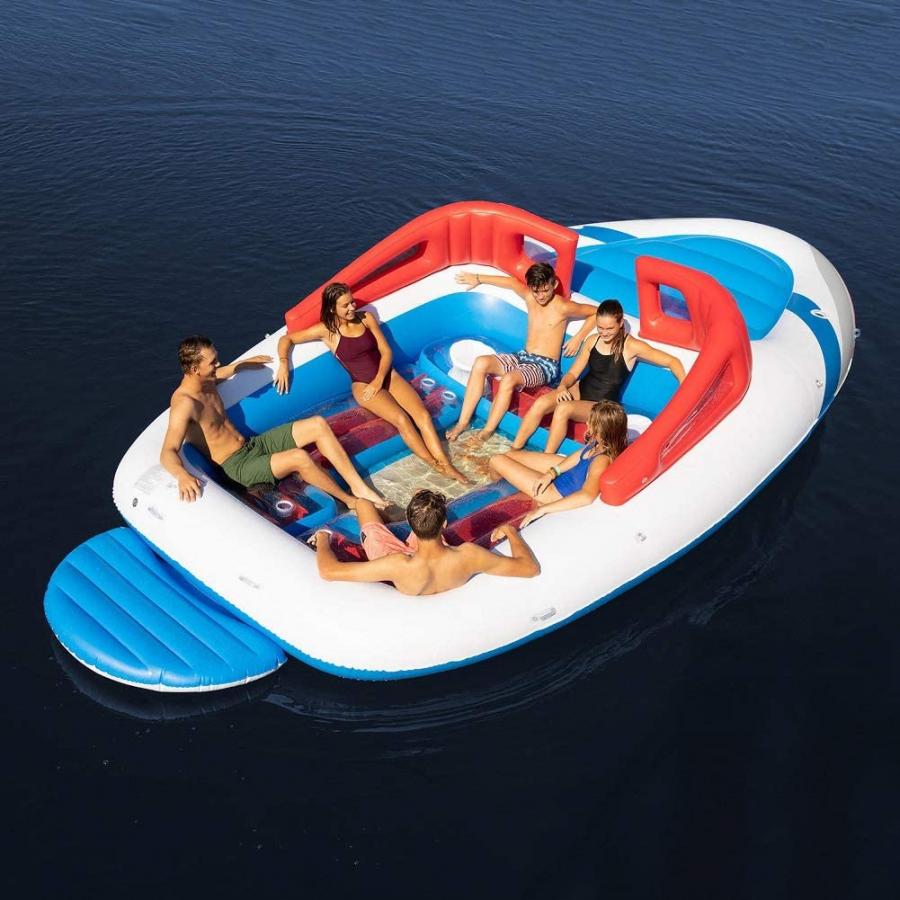 Giant Inflatable Speed Boat - Giant 10-person blow-up boat lake lounger
