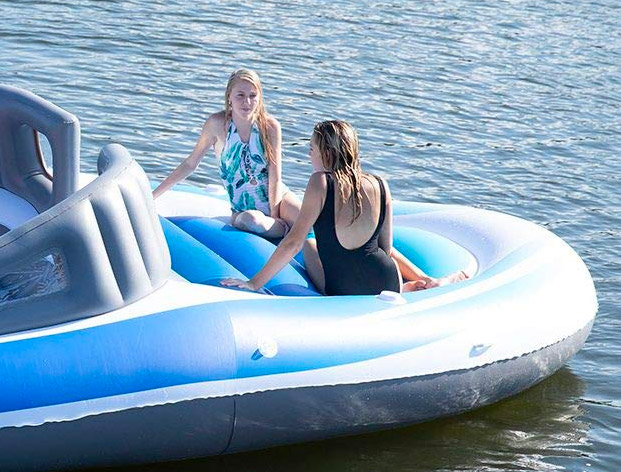 Giant Inflatable Speed Boat - Giant 10-person blow-up boat lake lounger