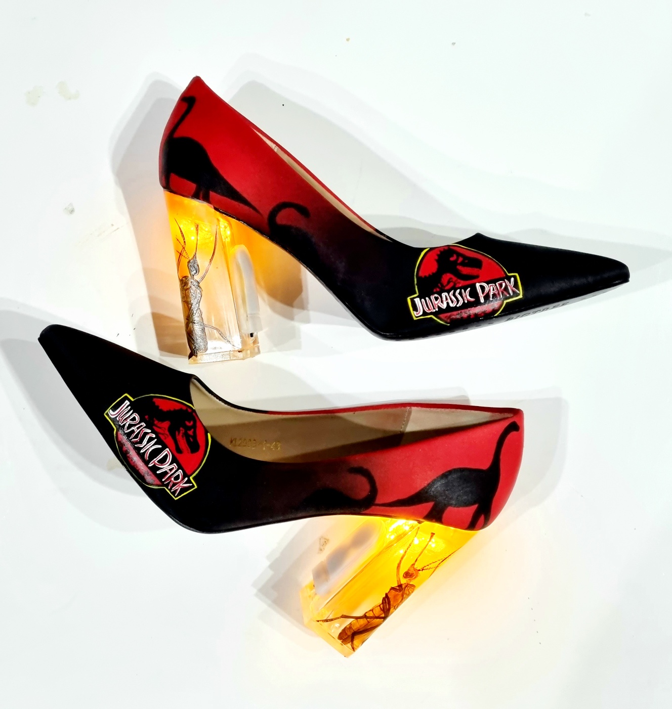 Light-Up Jurassic Park Heels With Giant Mosquito Stuck In Amber