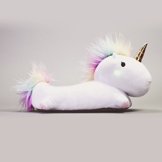 These Unicorn Slippers Light Up With Magical Colors With Each Step