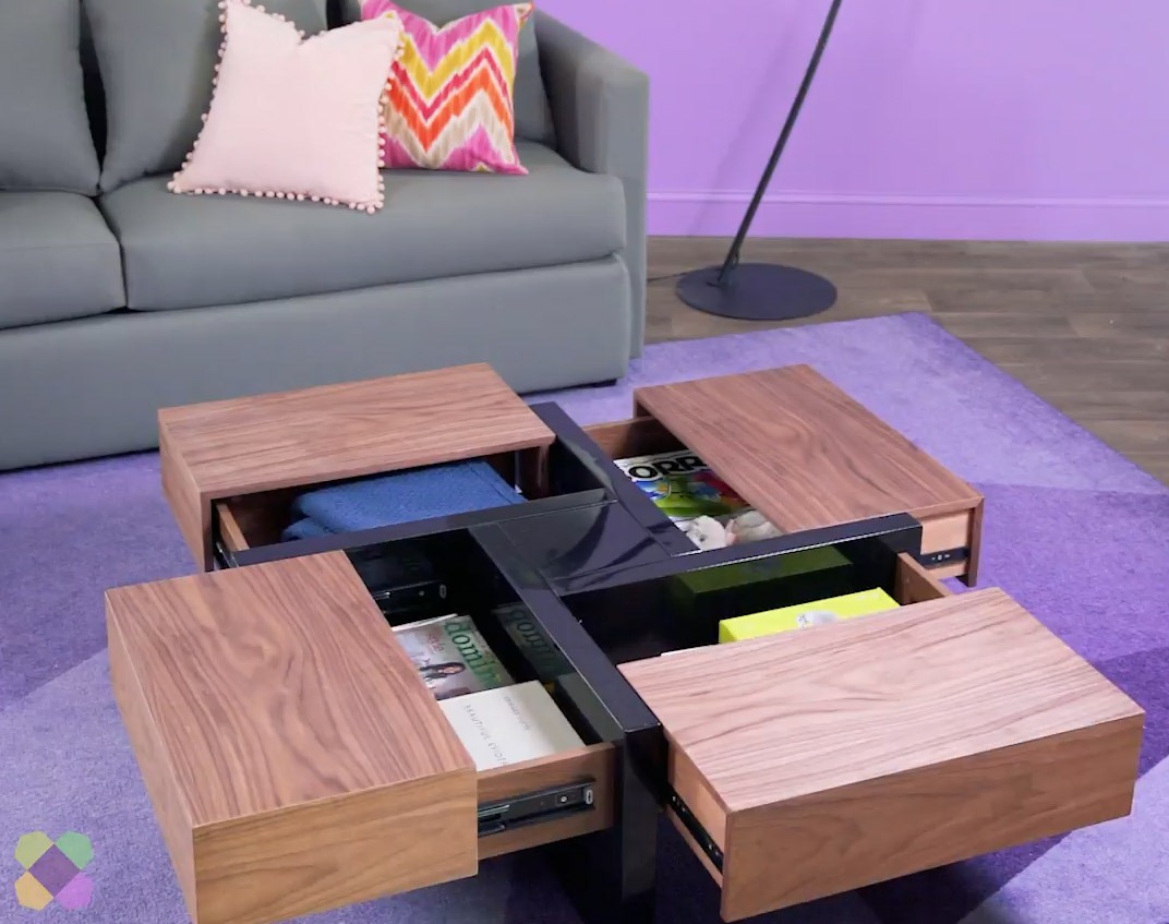 This Beautiful Wooden Coffee Table Has 4 Secret Drawers That Make For a