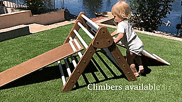 Little Climber Climbing Play Set Helps Babies Learn To Climb - Lily and River Bamboo Rockwall Climbing Toy
