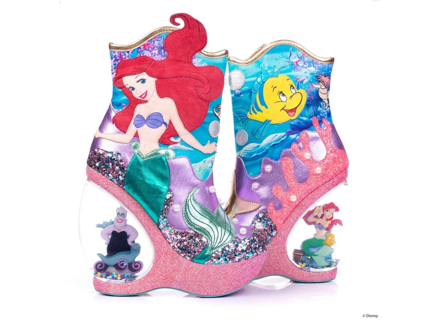 Little Mermaid Boots With Snow Globe Heels Featuring Ariel and Ursula Figurines Inside