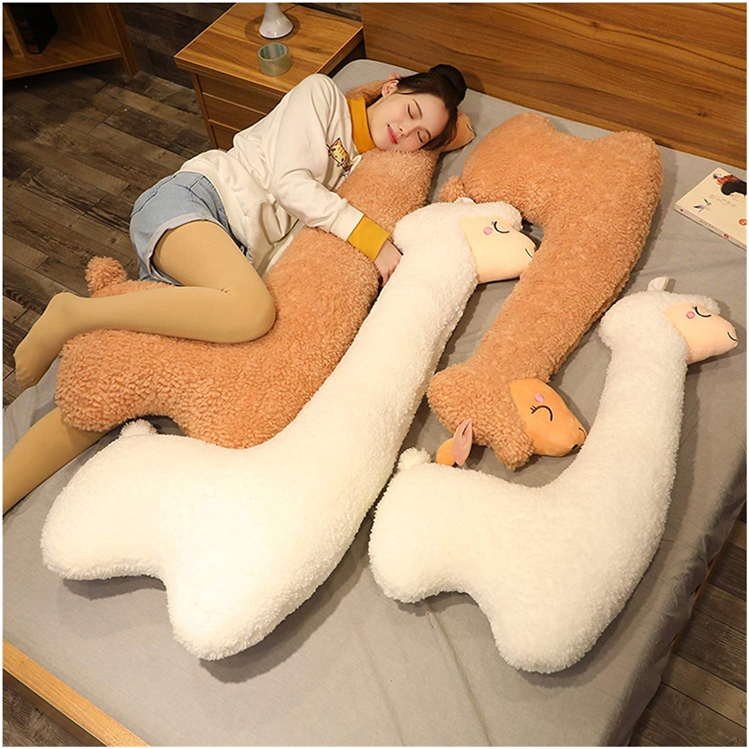 Long Sleep Body Pillow Cute Doll Lazy Alpaca Llama Plush Pillow Bed Decor Gift 