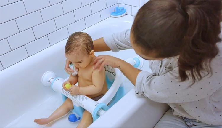 Baby Bathtub Seat With Backrest Suction Cups To Side Of Bathtub