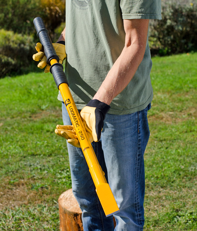 Logmatic Wedge Axe Uses a Slide Hammer To Easily Split Wood