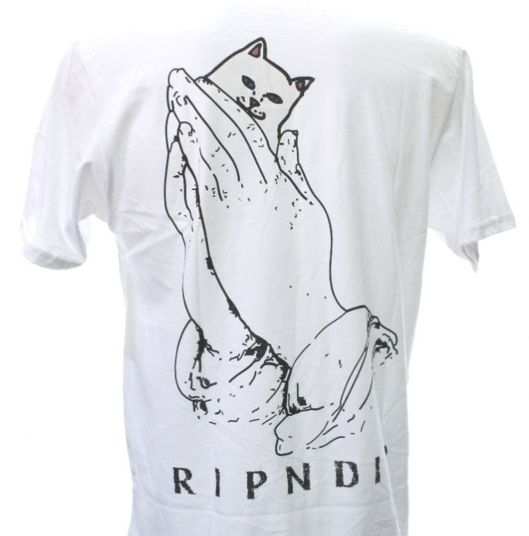 Lord Nermal - Hidden Cat Flicking You off In T-shirt Pocket - White
