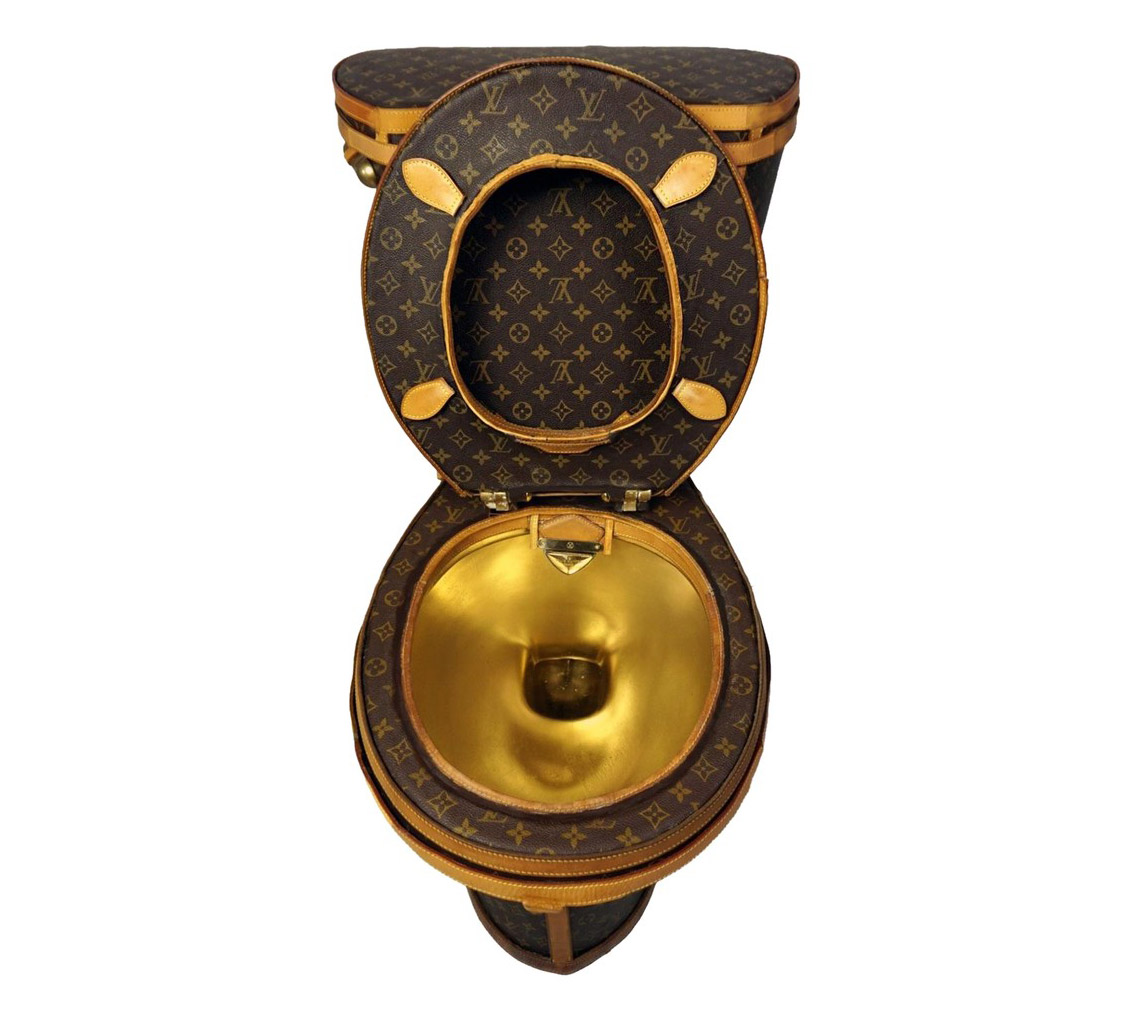 Loo-uis Vuitton golden toilet by Illma Gore is up for sale at