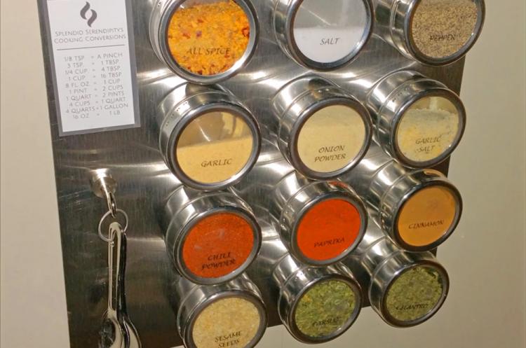 These Magnetic Spice Tins Organize Right On Your Refrigerator